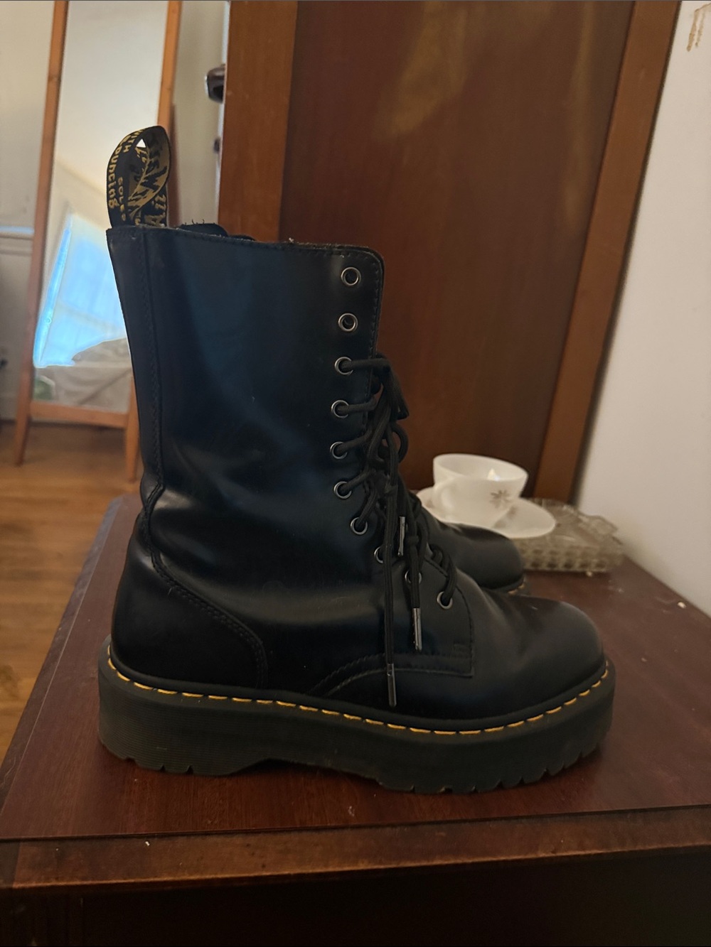 Black Platform Combat Boots Doc Marten Jadon High